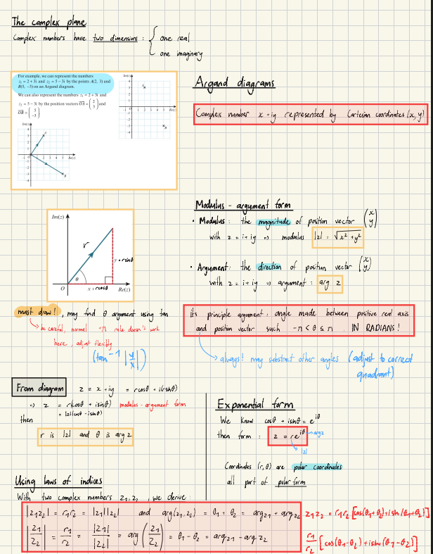 Pure 3 Complex Numbers notes