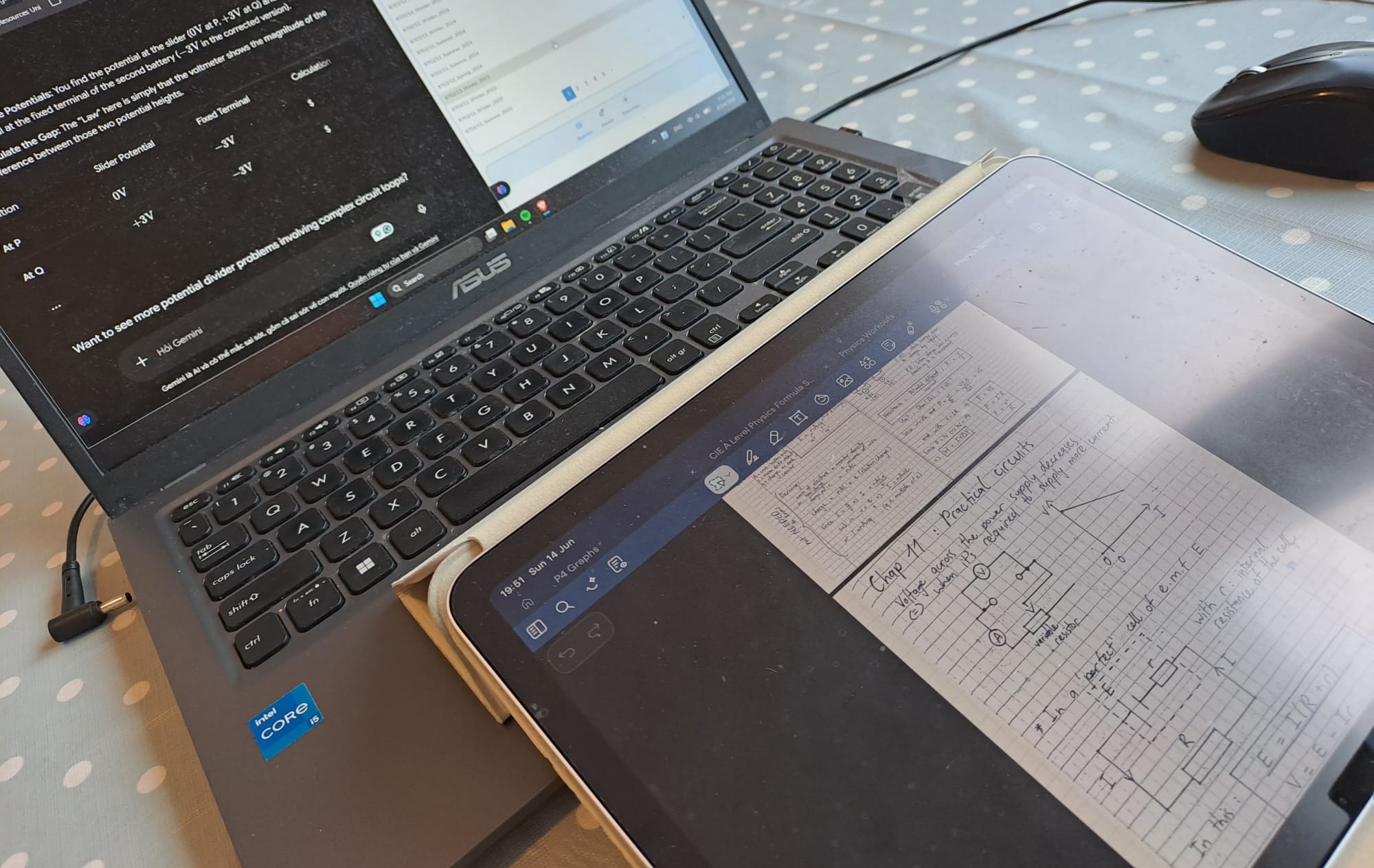 Study setup – iPad, notes, and focus